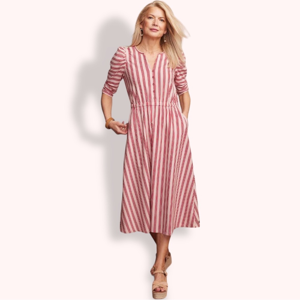Matilda Jane McIntosh Red Pink A-line Striped Knit Dress